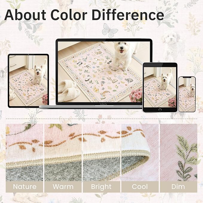 Soalmost 2x3 Dog Rugs for Entryway, Machine Washable Door Mat Animal Floral - Image 8