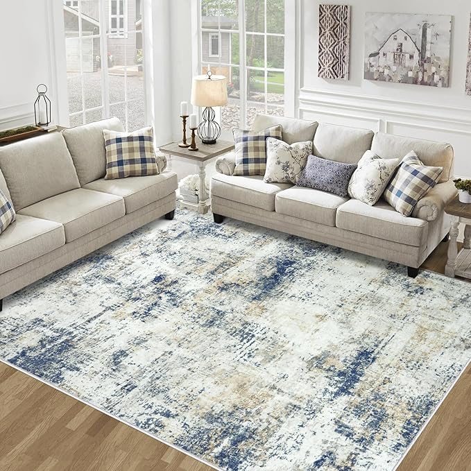 8x10 Area Rugs for Living Room Bedroom: Abstract Washable Rug by Tosuoka