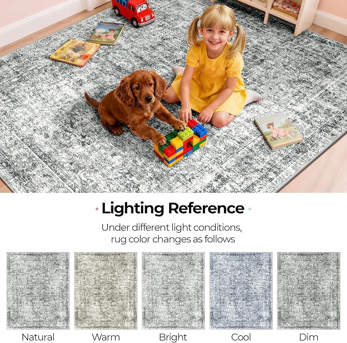 CAPALOCA Machine Washable Rugs Nursery Rug 6x9 Cute Girl Non Slip Low Pile - Image 9