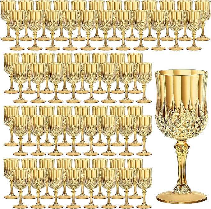 7OZ Plastic Wine Glasses, Reusable Vintage Goblets Unbreakable Drinking Glasses by Unknown