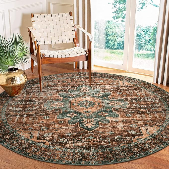 Moynesa Ultra-Thin Washable Round Rug - 6ft Large Dining Room Round Area Rug by Moynesa