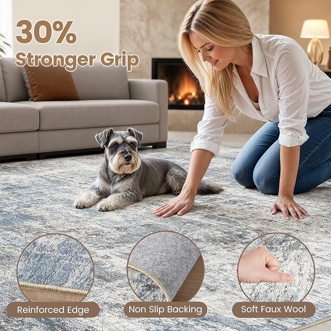 Washable 5x7 Area Rug for Living Room - Image 3