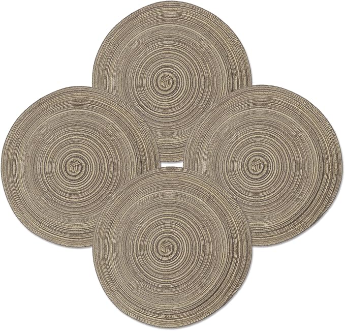 MIAOMIAO Round Placemats Set of 4 Woven Braided Place Mats | 14.5 Inch Cotton by Unknown