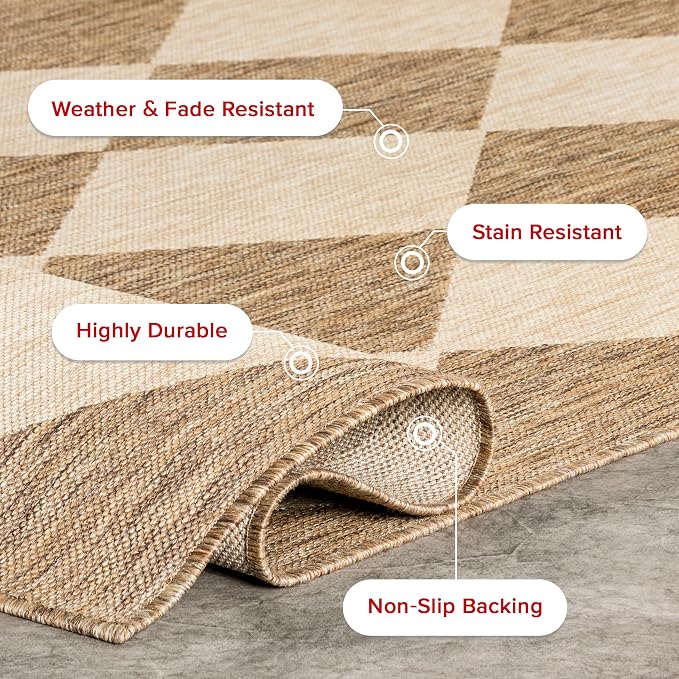 nuLOOM Outdoor Performance Collection Sabina Brown/Ivory, High Traffic - Image 7