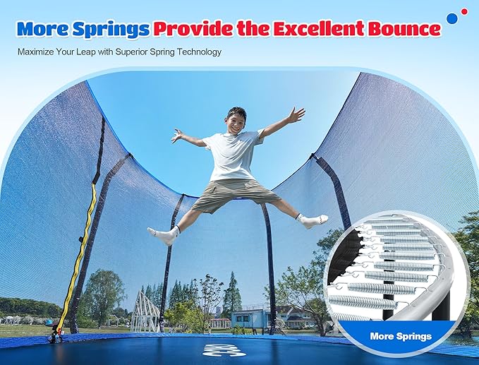 ORCC 8 x 13 FT Oval Outdoor Trampoline with Safety Net - Recreational Gymnastics Trampoline for Kids, 1200LBS Capacity, Heavy-Duty Galvanized Steel Frame