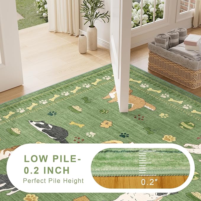 DUKINO 8x10 Area Rug, Non Slip Washable Animal Dog Rug - Image 8