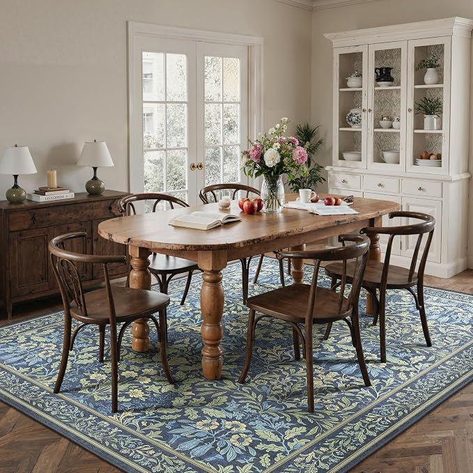 GENIMO 6x9 Washable Area Rug, Non-Slip Vintage Boho Floral Carpet, Soft - Image 3