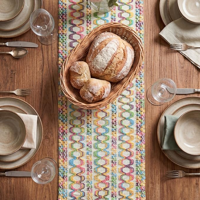 Artoid Mode Colorful Woven Farmhouse Hollow Table Runner 12x120 Inch | Holiday - Image 2