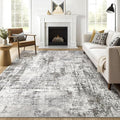 8x10 Area Rugs Living Room: Washable Large Abstract Neutral Modern Soft Gray by LOONGRUG