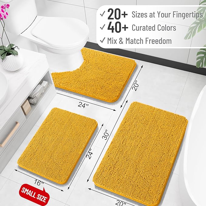 OLANLY Bathroom Rugs 30x18, Extra Soft Absorbent Chenille Bath Rugs, Rubber - Image 2