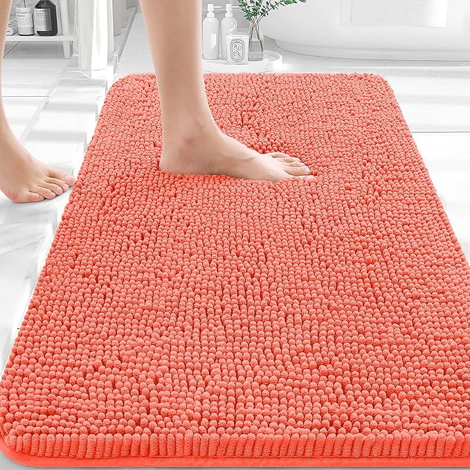 OLANLY Bathroom Rugs 30x20, Extra Soft Absorbent Chenille Bath Rugs, Rubber by OLANLY