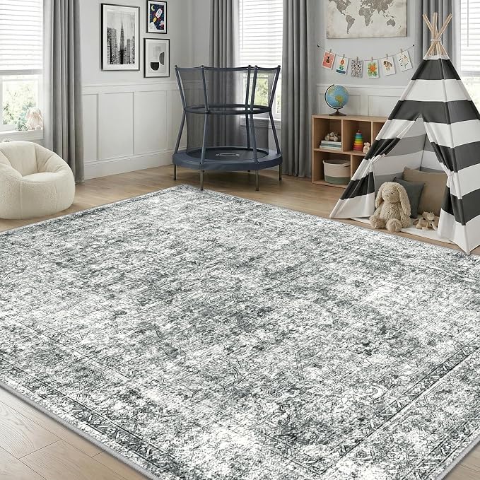 CAPALOCA Machine Washable Rugs Nursery Rug 9x12 Cute Girl Non Slip Low Pile - Image 4
