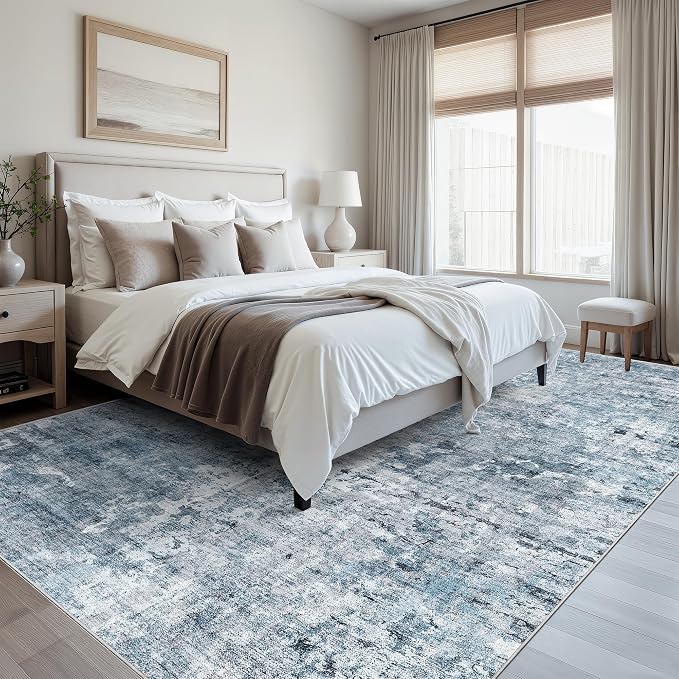 Soalmost 9x12 Area Rugs for Living Room, Abstract Non Slip Machine Washable - Image 3