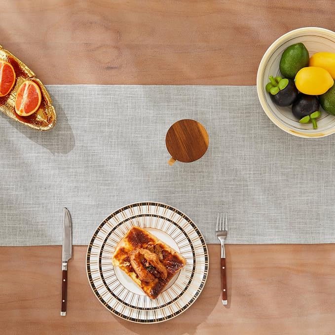 Rustic Cotton Linen Table Runner, 13x60 Inches Light Grey | Farmhouse Style - Image 5