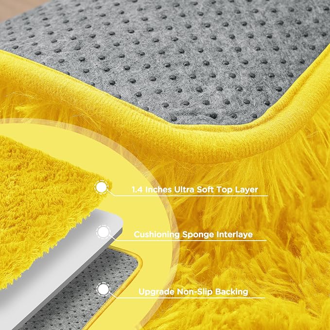 Yellow Shag Area Rug for Bedroom, 4x6 Fluffy Shaggy Rugs for Living Room Nursery - Image 7