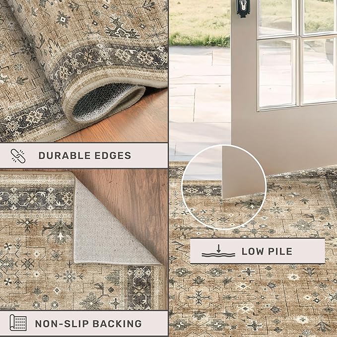 Hazo Haus Washable 3x6 Large Mudroom Area Rug, Bohemian Kitchen Floor Rug - Image 5