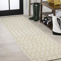 JONATHAN Y Moroccan Geometric Indoor Outdoor Runner Rug 2X8 Cream/Green by JONATHANY