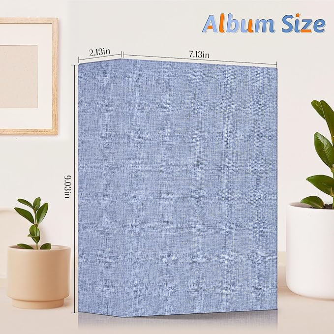 Popotop Photo Album 4x6 200 Pockets for Wedding Gifts,Linen Hardcover Picture Albums for Family Anniversary Baby Vacation Pictures