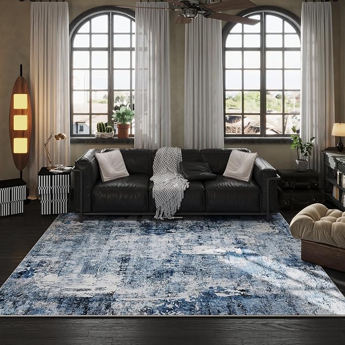 Rugcomf Area Rug 5x7 Washable Rug Boho Soft Abstract Pattern Non-Slip - Image 4