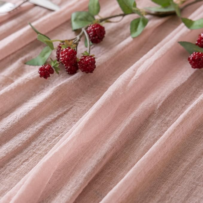 3Pcs Dusty Pink Cheesecloth Table Runner 120 Inches - Image 7