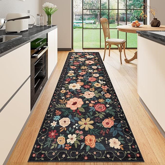 DUKINO 2x12 Washable Runner Rug, Ultra Soft Floral Runner Rug - Image 8