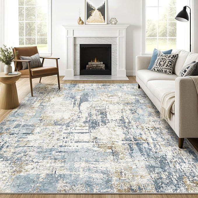 8x10 Area Rugs Washable Rug: Living Room Large Abstract Modern Soft Stain by LOONGRUG