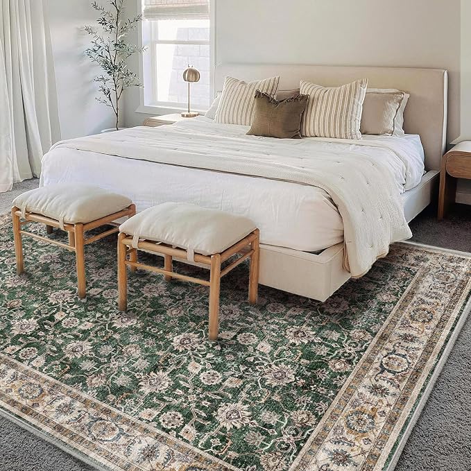 CHAMPLANT Washable Area Rug 10'x14' Boho Design Non-Shedding Easy Care Ideal - Image 2