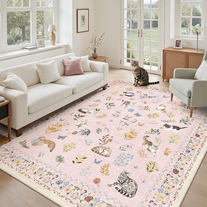 Soalmost Cat 6x9 Pink Area Rugs - Image 2