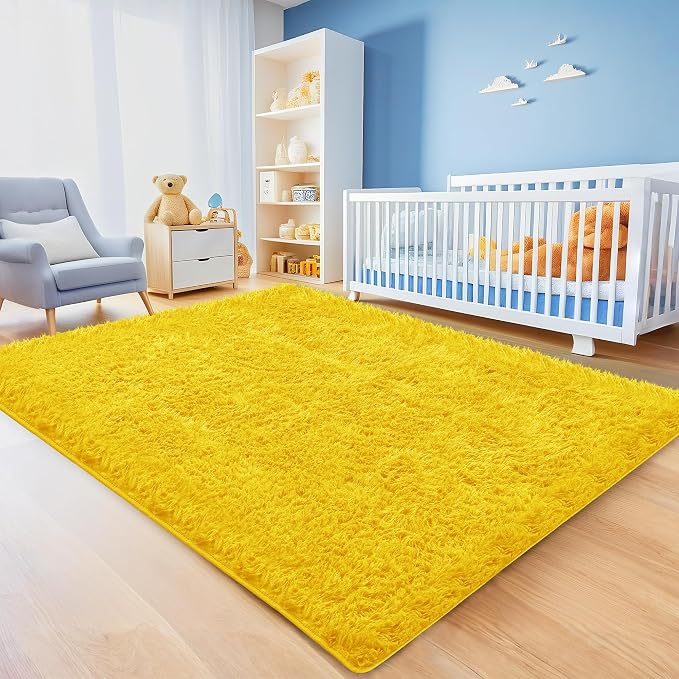 8x10 Yellow Area Rugs for Living Room, Large Fluffy Shag Rug for Bedroom Nursery - Image 4