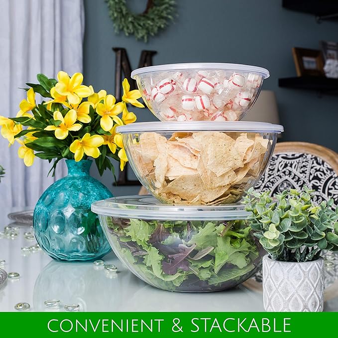 Disposable 96 Ounce Round Crystal Clear Plastic Pack of 4 Sets - Image 3