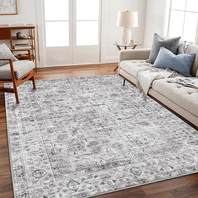 CHAMPLANT Washable Area Rug 4'x6' Vintage Traditional Floor Cover Foldable Thin - Image 2