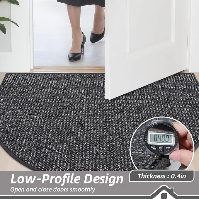 BEQHAUSE Dirt Trapper Door Mat 24" x 36" Half Circle Non-Slip Washable Doormats - Image 5