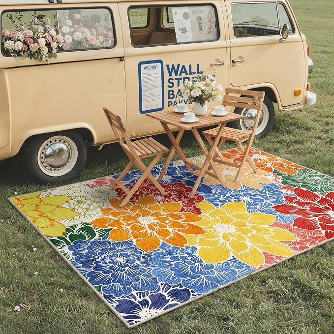 GENIMO Indoor Outdoor Area Rug 5'x8', Machine Washable Rugs - Image 4