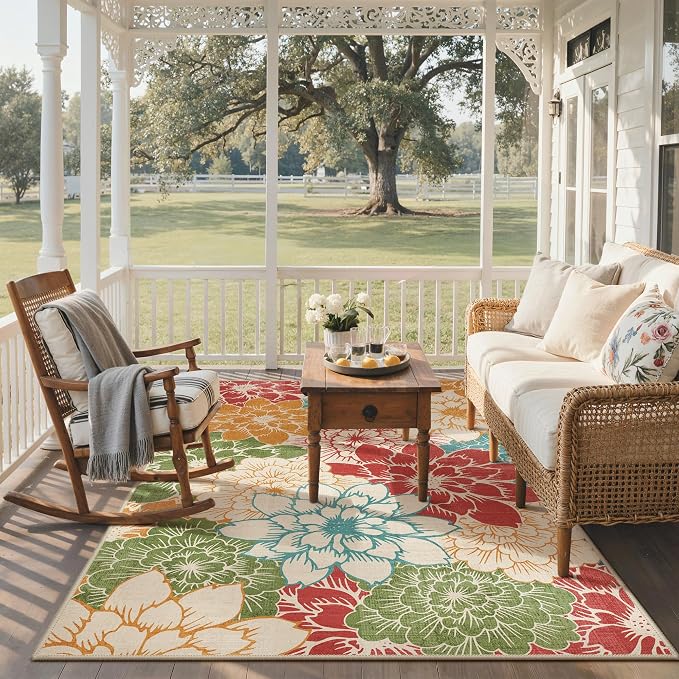 GENIMO Indoor Outdoor Area Rug 5'x8', Machine Washable Rugs - Image 6