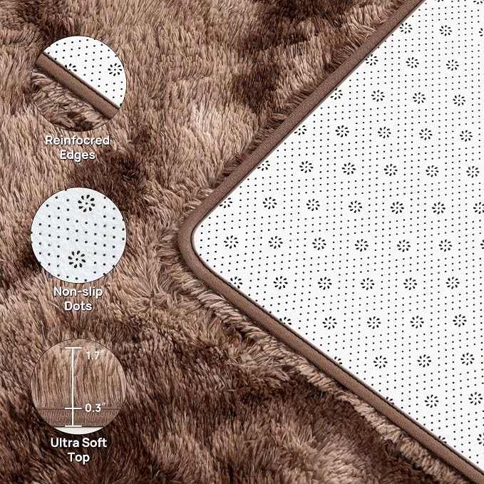 Deerhoo Large Shag Area Rugs 6 x 9, Tie-Dyed Plush Fuzzy Rugs - Image 4