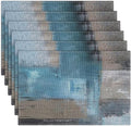 Emvency Farmhouse Placemats Set of 6, 12x18 Inch, Coastal Teal Blue | Farmhouse by Emvency