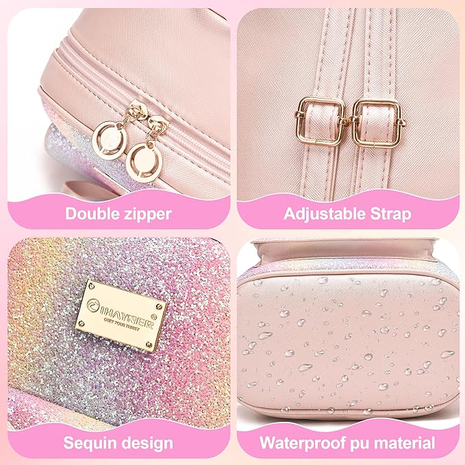 I IHAYNER Girls Bowknot Cute Leather Backpack Mini Backpack Purse for Women