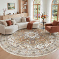 Madane Washable 8ft Circle Round Rug, 8x8 Circular Rugs Non-Slip Vintage Area by Madane