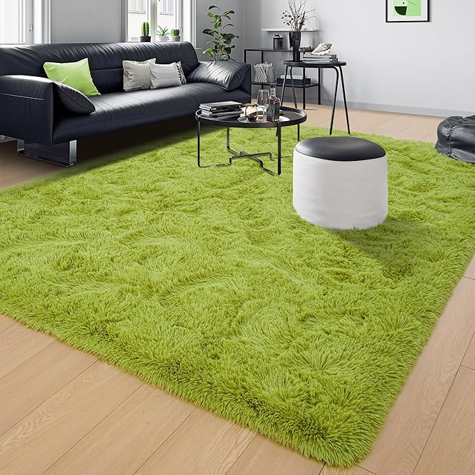 Tepook Fluffy Grass Green Rugs for Living Room Bedroom, 9x12 Soft Area Rug Moss - Image 8