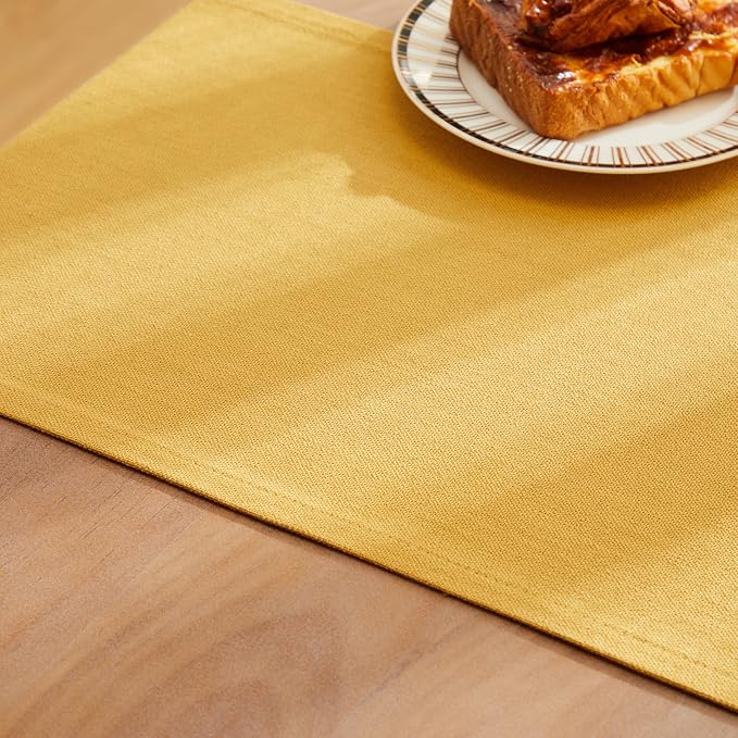 Rustic Cotton Linen Table Runner, 13x48 Inches Yellow | Farmhouse Style Linen - Image 6