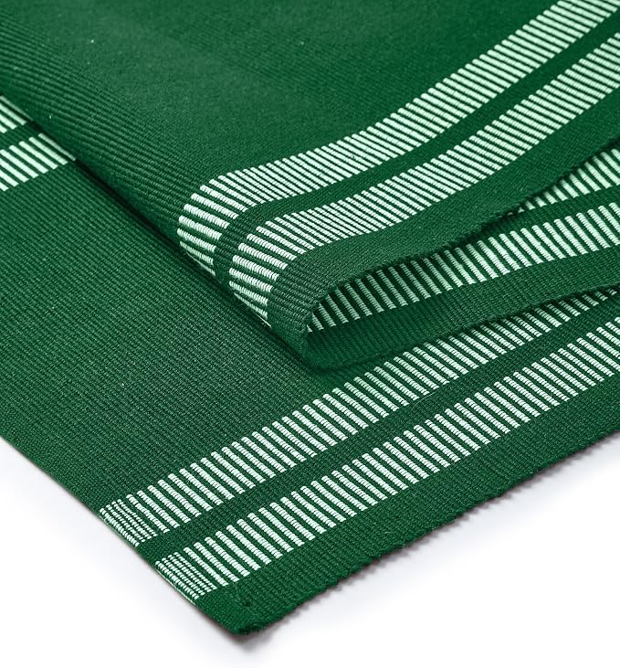 Encasa XO Table Runner, Yarn Dyed Ribbed Cotton 13"x54" | Ladder Dk Green - Image 5