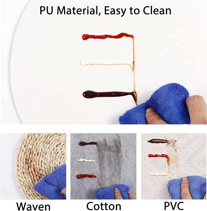 Embossed PU Leather Placemats, Waterproof Coffee Coasters, Kitchen Table Mats - Image 3