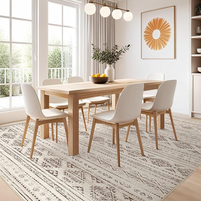Nakagishi 5x8 Area Rug Living Room: Washable Boho Large Neutral Soft Farmhouse - Image 7
