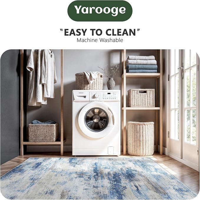 5x7 Area Rugs, Abstract Morden Soft Washable Rug, Non-Slip Low Pile Rugs - Image 5