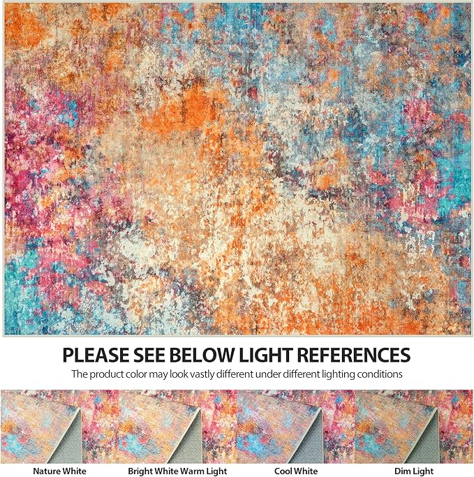 8x10 Area Rugs for Living Room Rug Washable: Abstract Large Rug for Dining Room - Image 7