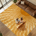 Washable 9x12 Sun Area Rug for Living Room, Retro Brown Sun Modern Boho Large by GOGINNY