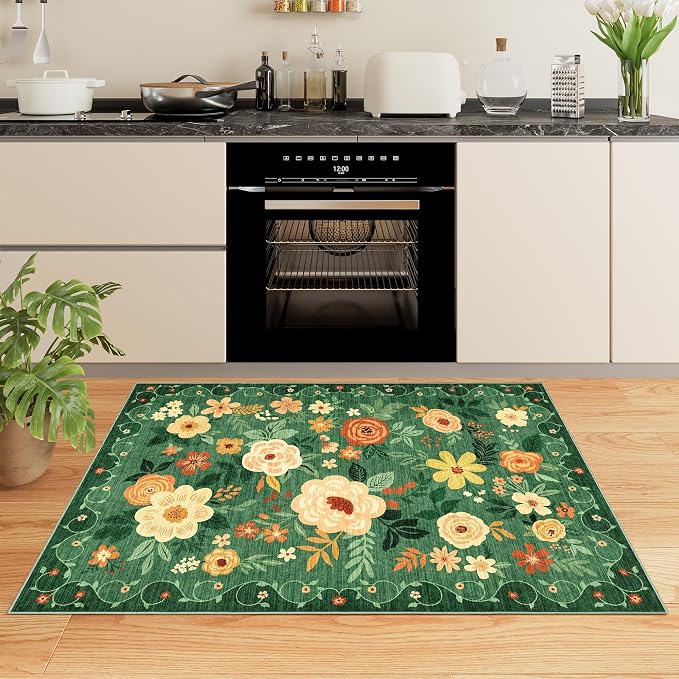 DUKINO 2x3 Rugs for Entryway, Floral Indoor Washable Door Mat, Non Slip Boho - Image 5