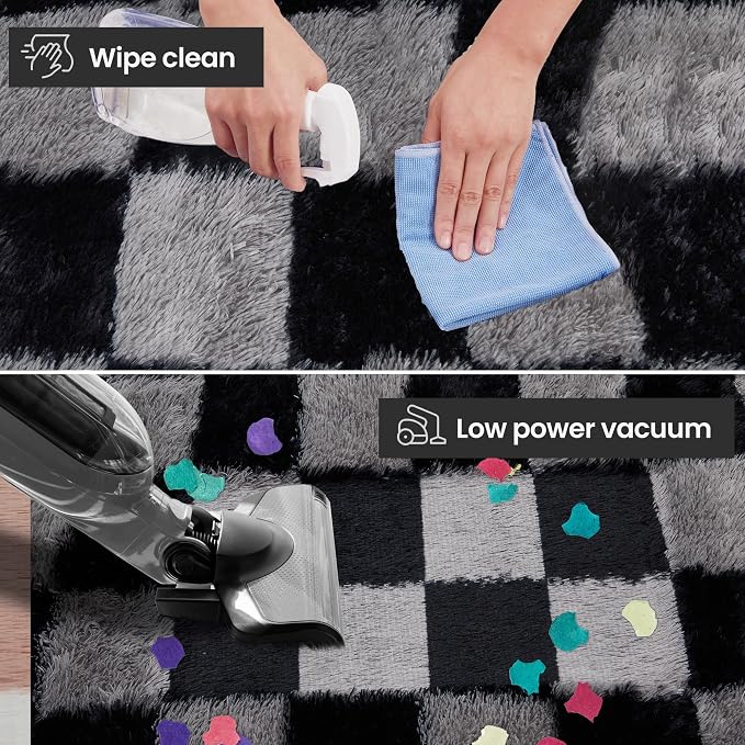Super Soft Rug for Bedroom, 6x9 Ft Grey and Black Area Rug Classic Checkered - Image 8