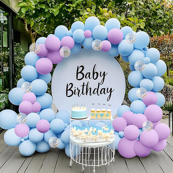 JOYIN 150 Pcs Pastel Blue Balloons, Different Sizes 18 12 10 5 Inch Pastel Blue Latex Balloon Arch Kit with Instruction for Birthday Party Graduation Wedding Holiday Decoration
