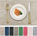Vinyl Placemats Set of 8, PVC Woven Washable Non-Slip Table Mats, Heat by LANDVIEW